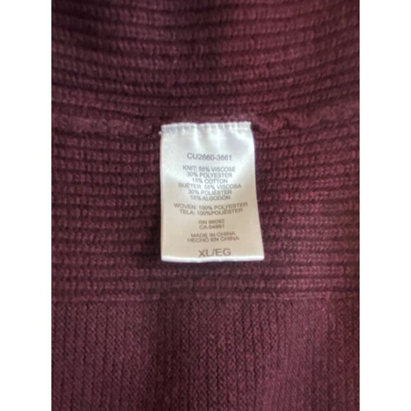Hilary Radley Womens Sweater XL Burgundy Layered White Hem Long Sleeve Preppy - Picture 5 of 8